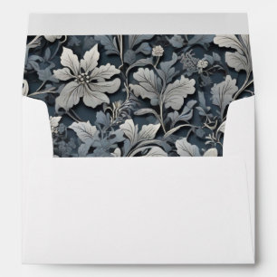Elegant dusty blue silver white grey floral envelope