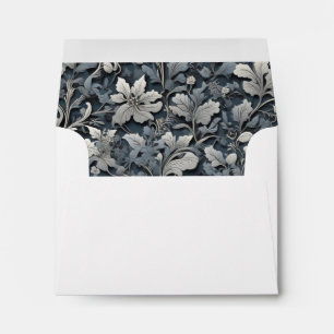 Elegant dusty blue silver white grey floral  envelope