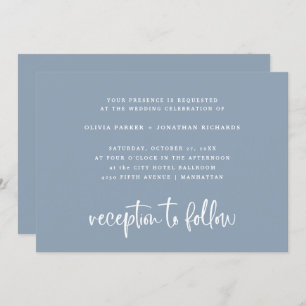 Elegant Dusty Blue   Simple Classic Wedding Invitation