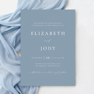 Elegant Dusty Blue Simple Wedding Modern Invitation