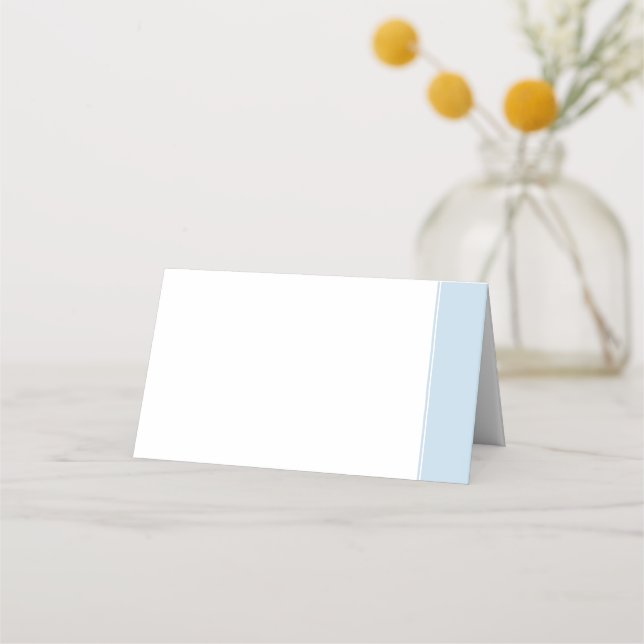 Elegant Dusty Blue Stripe Wedding Place Card (Front)