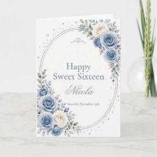 Elegant Dusty Blue Sweet 16 Card