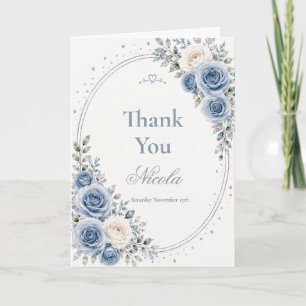 Elegant Dusty Blue Sweet 16 Thank You Card