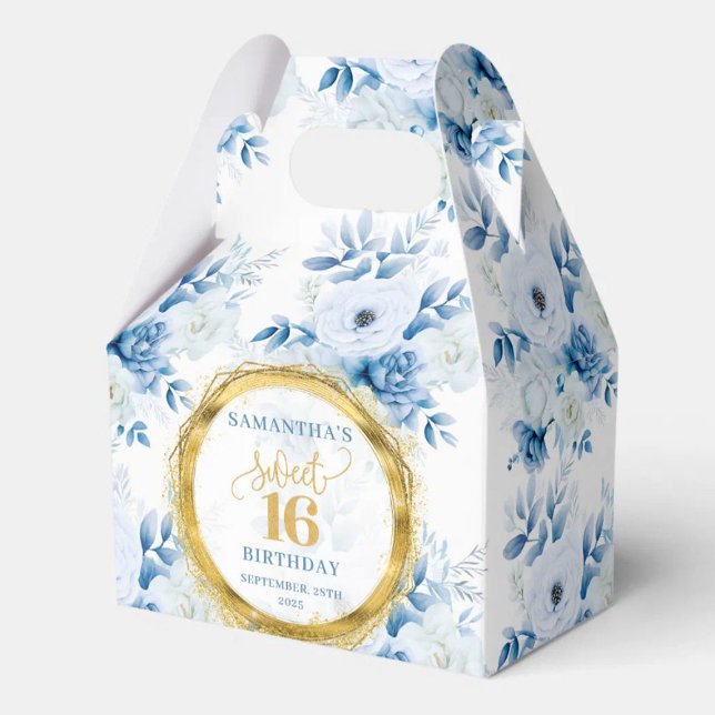 Elegant Dusty Blue Sweet Sixteen Gold Glitter Box (Elegant Dusty Blue Sweet Sixteen Gold Glitter Box)