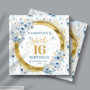 Elegant Dusty Blue Sweet Sixteen Guest Book Album