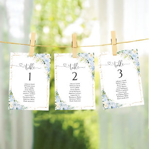 Elegant Dusty Blue Table Number Seating Chart