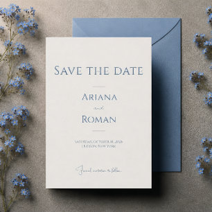 Elegant Dusty Blue Timeless Minimalist Wedding Save The Date