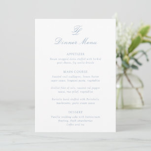 Elegant Dusty Blue Traditional Wedding Menu
