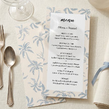 Elegant Dusty Blue Tropical Coastal Wedding menu