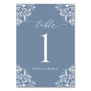 Elegant Dusty Blue Vintage Classic Small Wedding Table Number