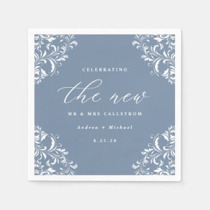 Elegant Dusty Blue Vintage Classic Wedding Napkin
