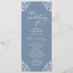 Elegant Dusty Blue Vintage Classic Wedding Programme