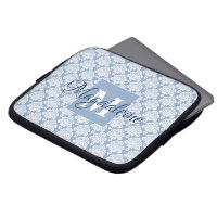 Elegant Dusty Blue Vintage Damask Monogrammed
