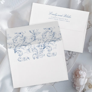 Elegant Dusty Blue Vintage Pattern Return Address Envelope