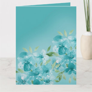 Elegant Dusty Blue Watercolor Field Flowers Card