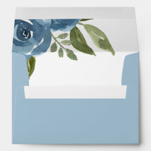 Elegant Dusty Blue Watercolor Floral Envelope