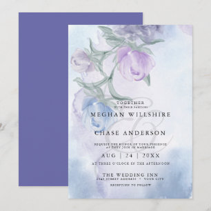 Elegant Dusty Blue Watercolor Floral Invitation