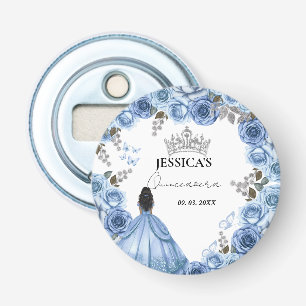Elegant Dusty Blue Watercolor Floral Quinceañera Bottle Opener