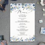 Elegant Dusty Blue Watercolor Floral Wedding Menus<br><div class="desc">This elegant Menu Card from our Blue Pressed Floral collection features cute watercolor florals with delicate greenery vines,  paired with a modern script font. Perfect for any season. To make advance changes,  select Personalise -> Edit using Design tool.</div>