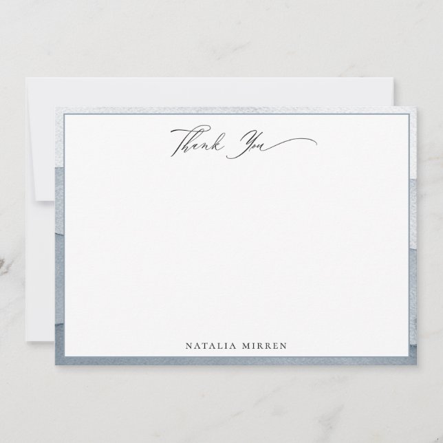 Elegant Dusty Blue Watercolor Thank You Card (Front)