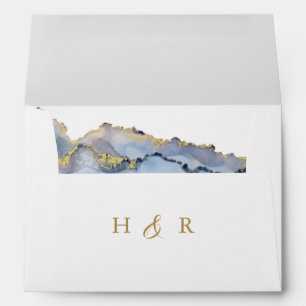 Elegant Dusty Blue Watercolor Wedding  Envelope