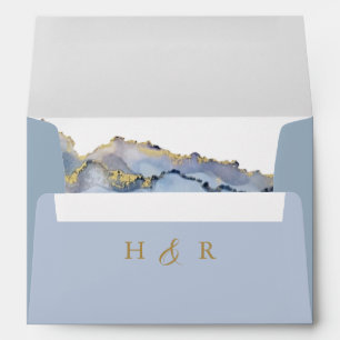 Elegant Dusty Blue Watercolor Wedding  Envelope