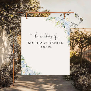 Elegant Dusty Blue Wedding Backdrops Banner Tapestry