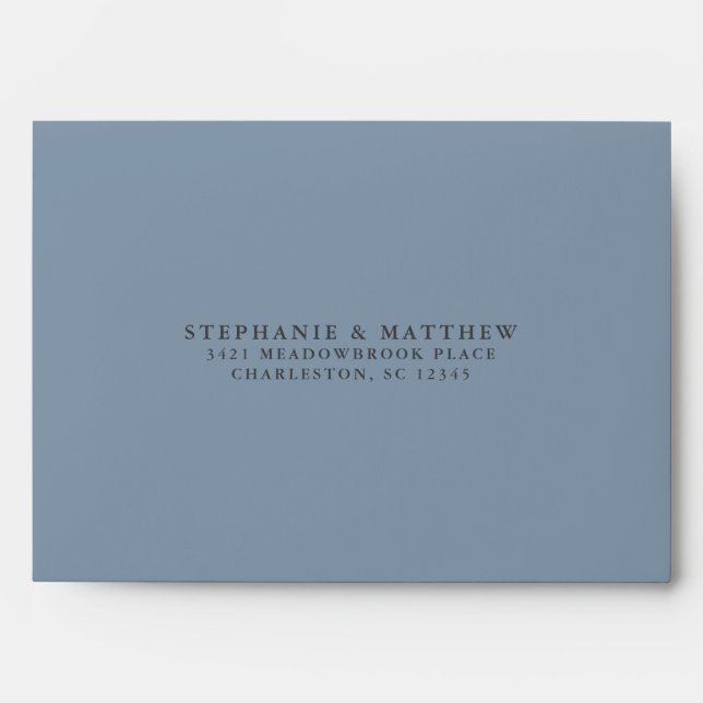 Elegant Dusty Blue Wedding Chic Return Address Envelope (Front)
