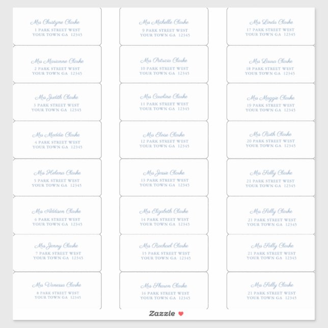 Elegant Dusty Blue Wedding Guest Address Labels (Sheet)