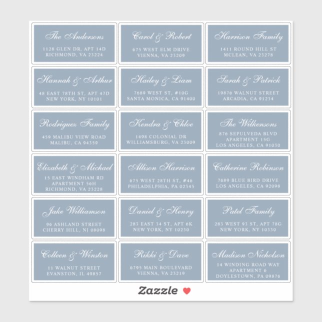 Elegant Dusty Blue Wedding Guest Address Labels (Sheet)