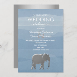 Elegant Dusty Blue Wedding Invitation