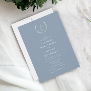 Elegant Dusty Blue Wedding Invitation