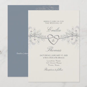 Elegant Dusty Blue Wedding Invitation