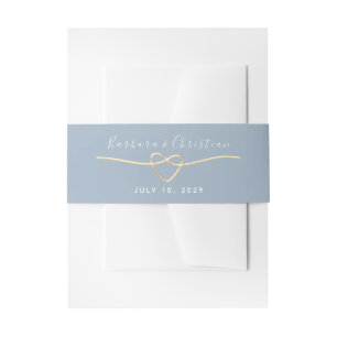 Elegant Dusty Blue Wedding Invitation Belly Band