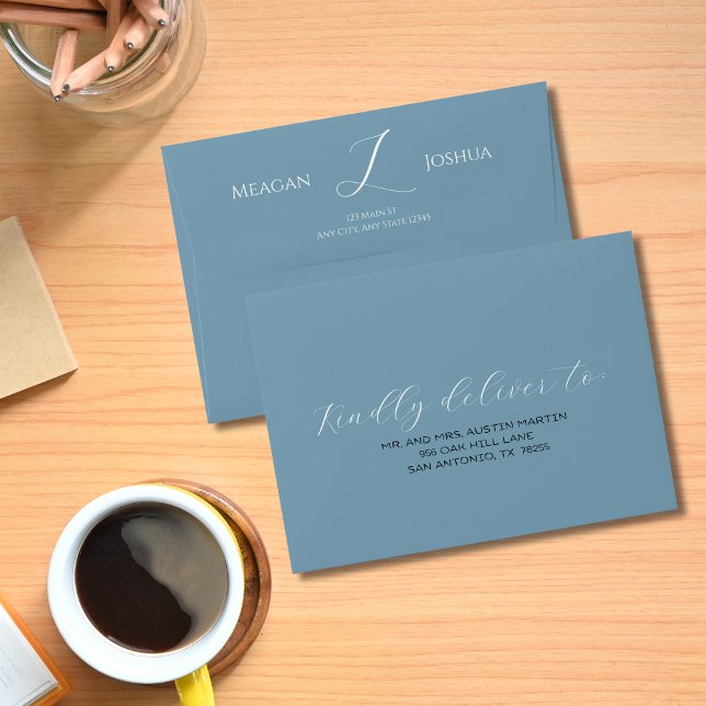 Elegant Dusty Blue Wedding Invitation Envelope (Creator Uploaded)