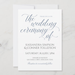 Elegant Dusty Blue Wedding Invitations-Calligraphy Invitation