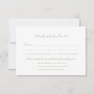 Elegant Dusty Blue Wedding Meal Options RSVP Card