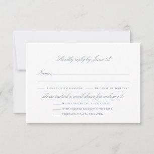 Elegant Dusty Blue Wedding Meal Options  RSVP Card