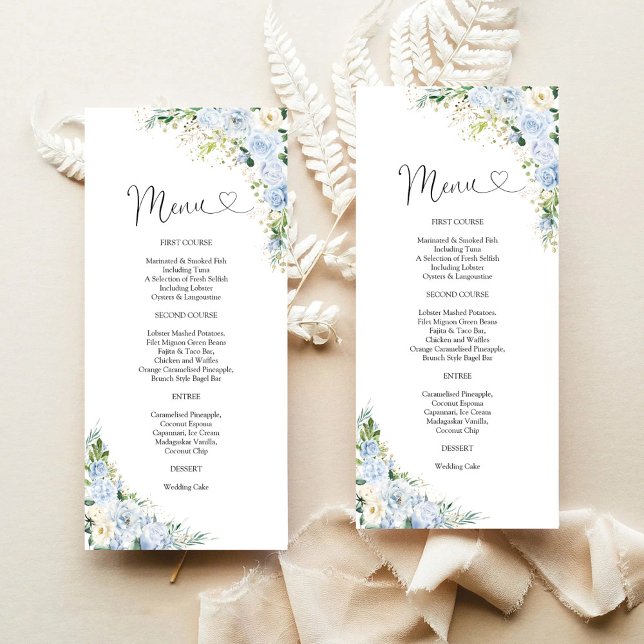 Elegant Dusty Blue Wedding Menu (Creator Uploaded)