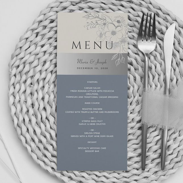 Elegant Dusty Blue Wedding Menu (Creator Uploaded)