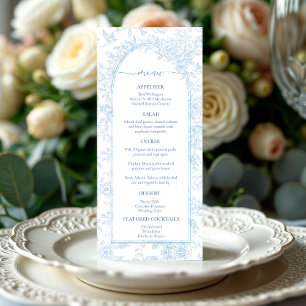 Elegant Dusty Blue Wedding Menu