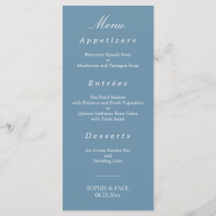 Elegant Dusty Blue Wedding Menu