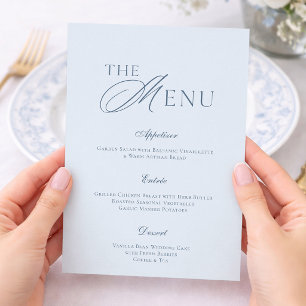 Elegant Dusty Blue Wedding Menu Card