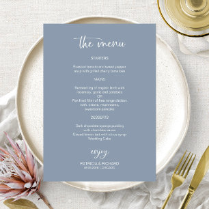 Elegant Dusty Blue Wedding Menu Cards