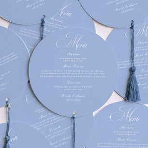 Elegant Dusty Blue Wedding Menu Circle Card