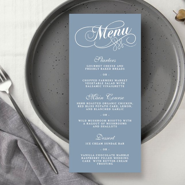 Elegant Dusty Blue Wedding Menu Templates (Creator Uploaded)