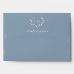 Elegant Dusty Blue Wedding Monogram Envelope