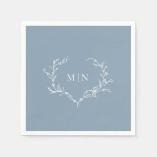 Elegant Dusty Blue Wedding Monogram Paper Napkin