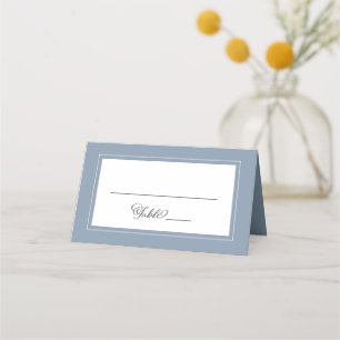 Elegant   Dusty Blue Wedding Name and Table Number Place Card