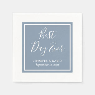 Elegant Dusty Blue Wedding Napkin